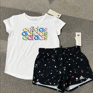 Adidas Girls Small (7/8) Tee with Shorts NWT
